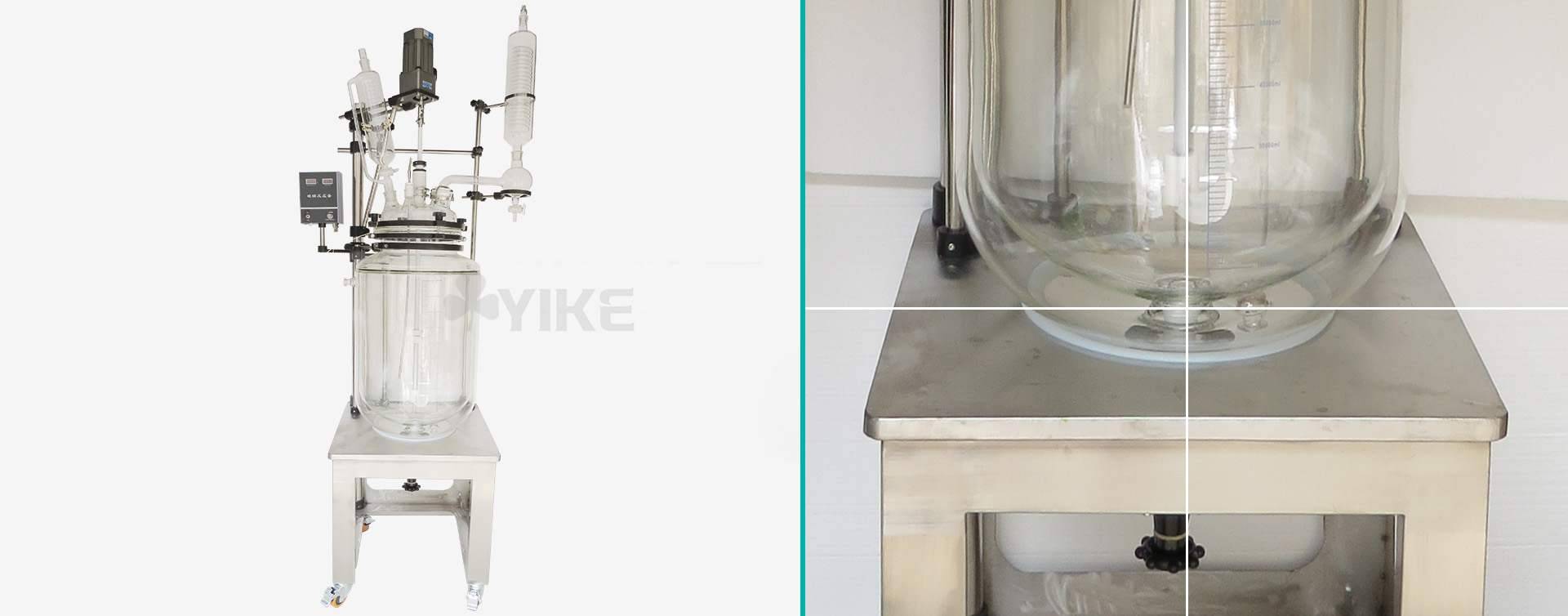 双层玻璃反应釜不锈钢底座图片